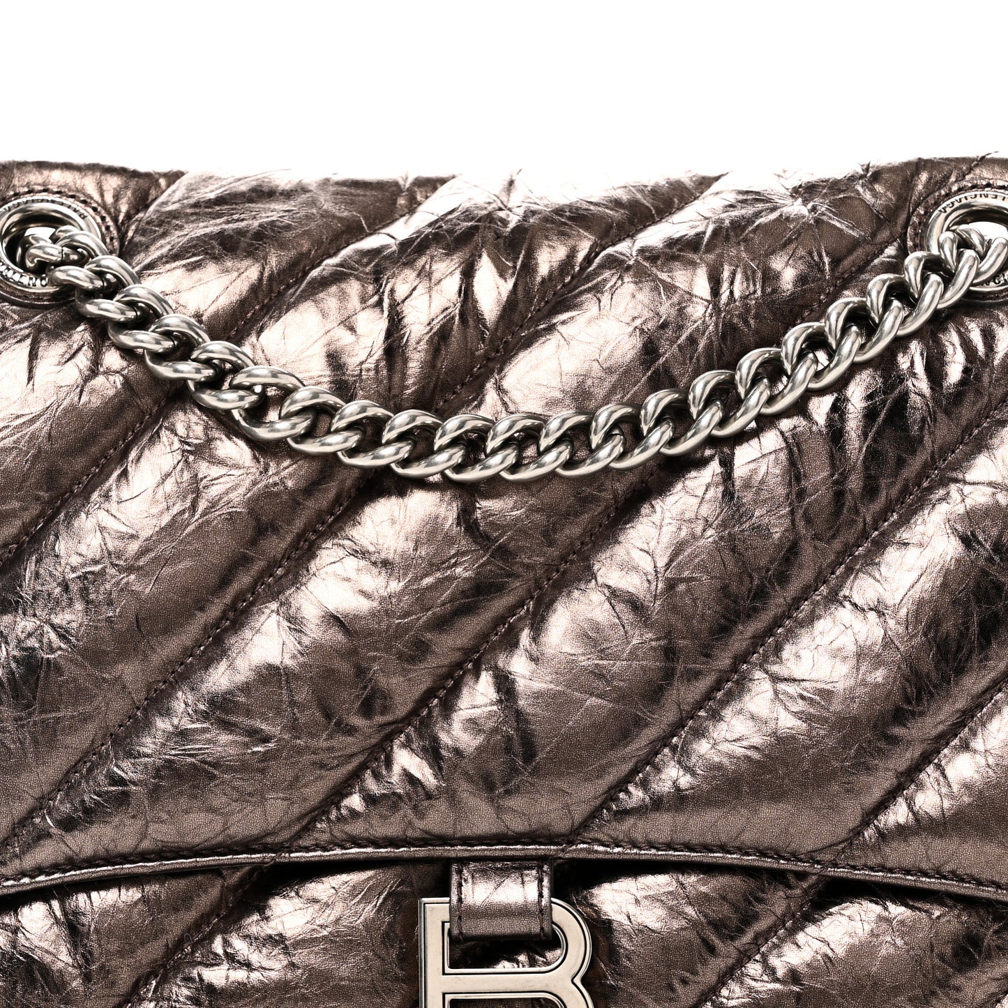 Metallic Crushed Calfskin Quilted Medium Crush Chain Bag Dark Bronze