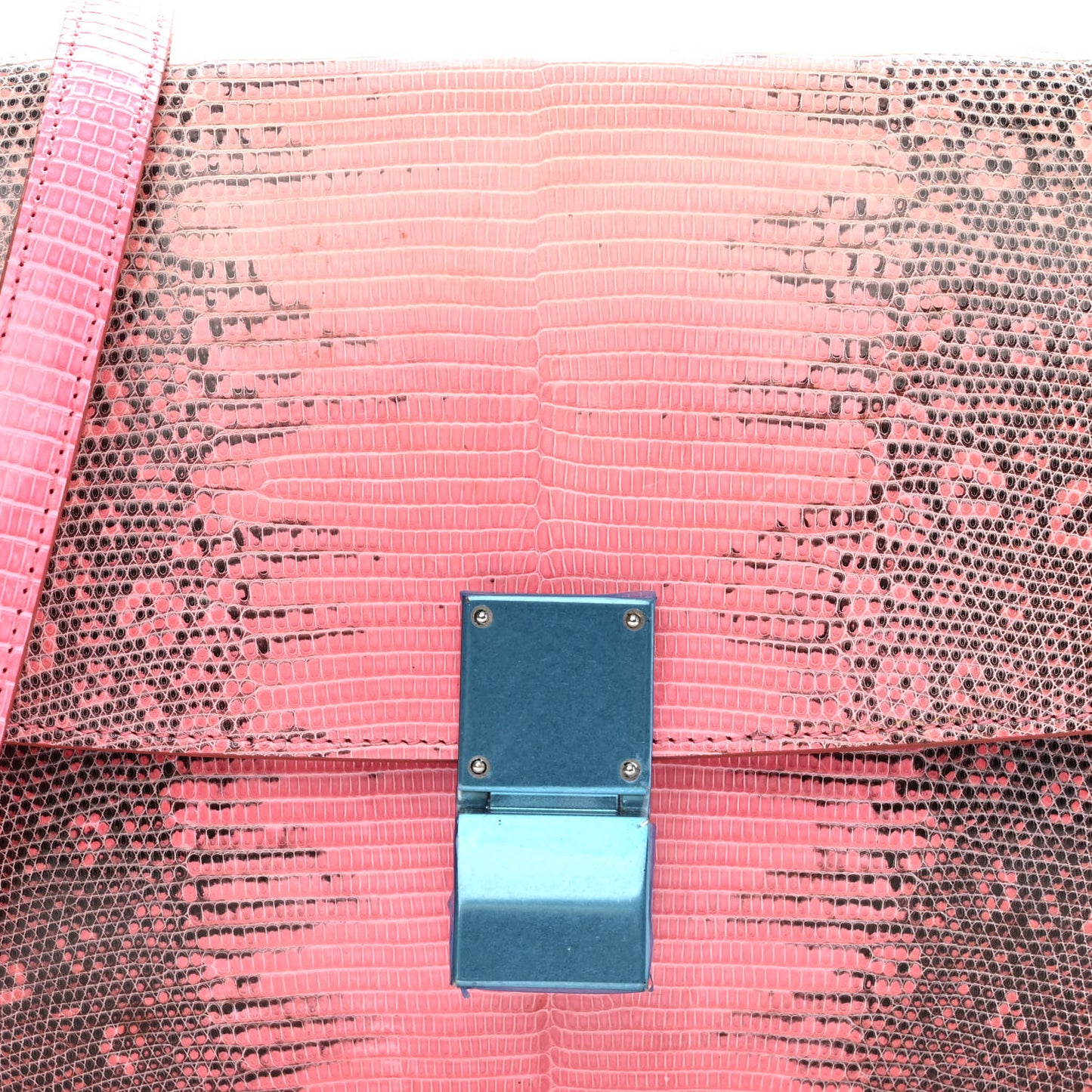 Lizard Medium Classic Box Flap Bag Pink Grey