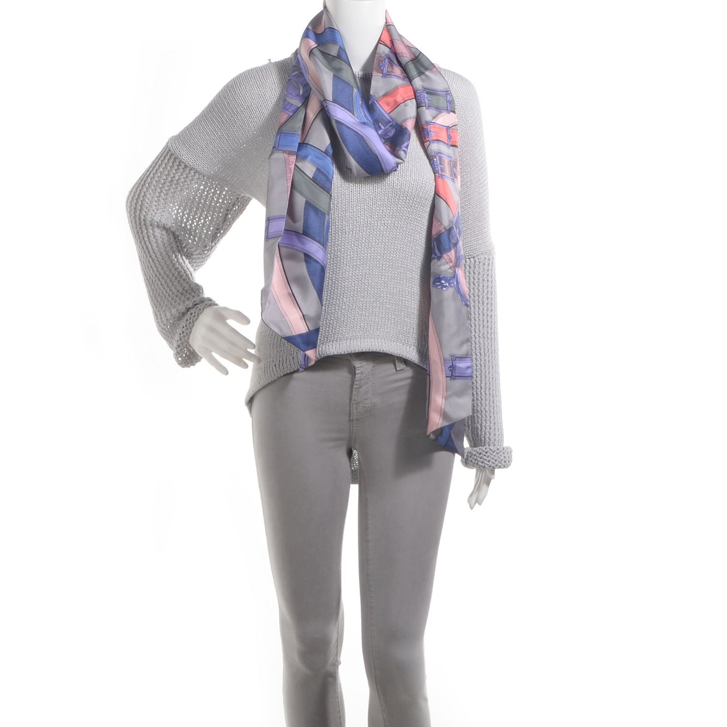 Silk Cavalcadour Maxi Twilly Grey