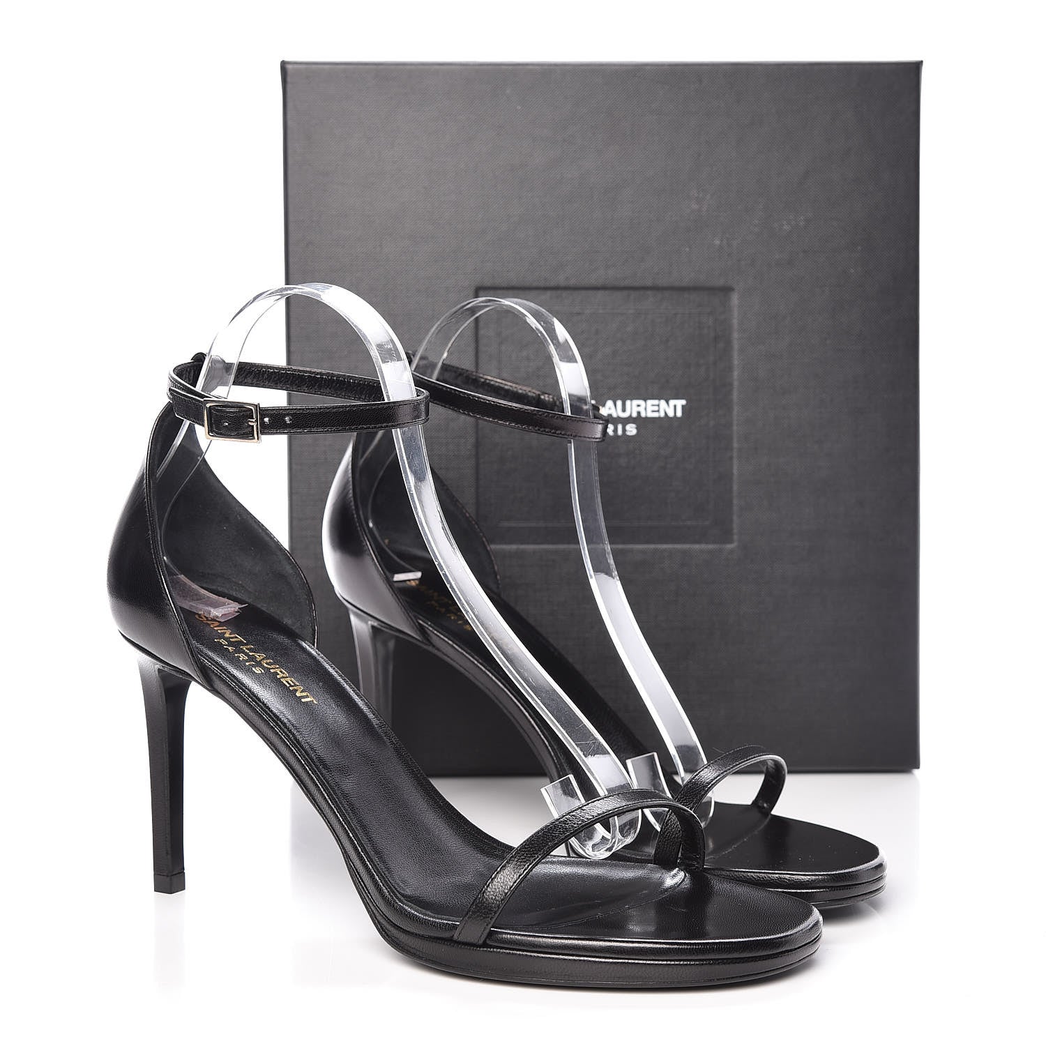 Saint Laurent Calfskin Jane 80 Ankle Strap Sandals 40 Black 8 of 8