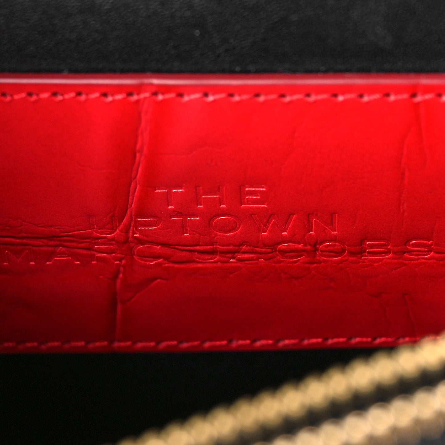 Calfskin Crocodile Embossed Uptown Shoulder Bag Flame