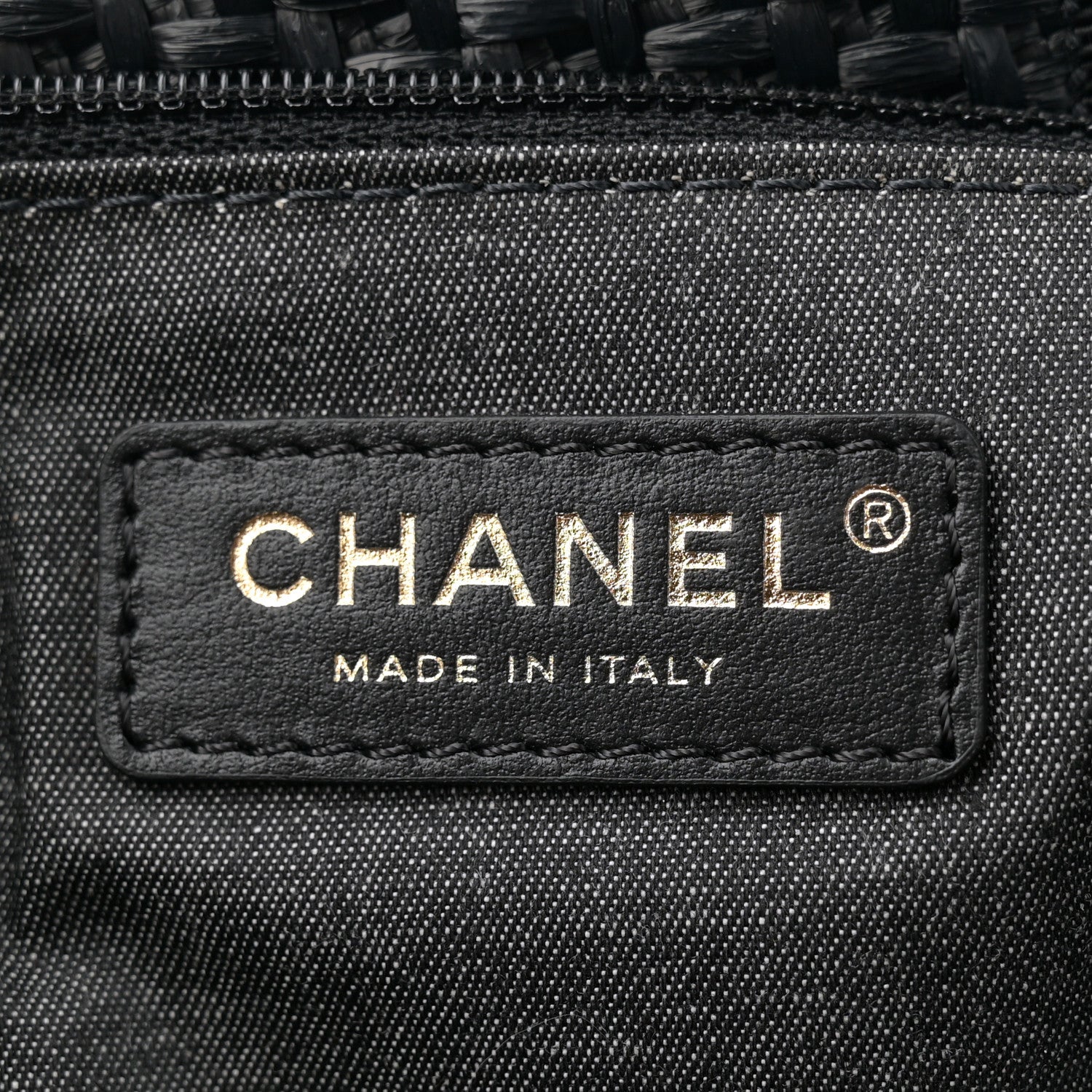 Chanel Straw Raffia Calfskin Chain Medium Deauville Black 6 of 10