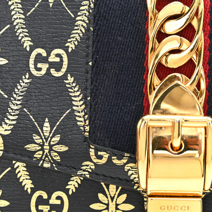 Gucci Textured Calfskin Super Mini Sylvie Chain Shoulder Bag Navy Gold 13 of 13