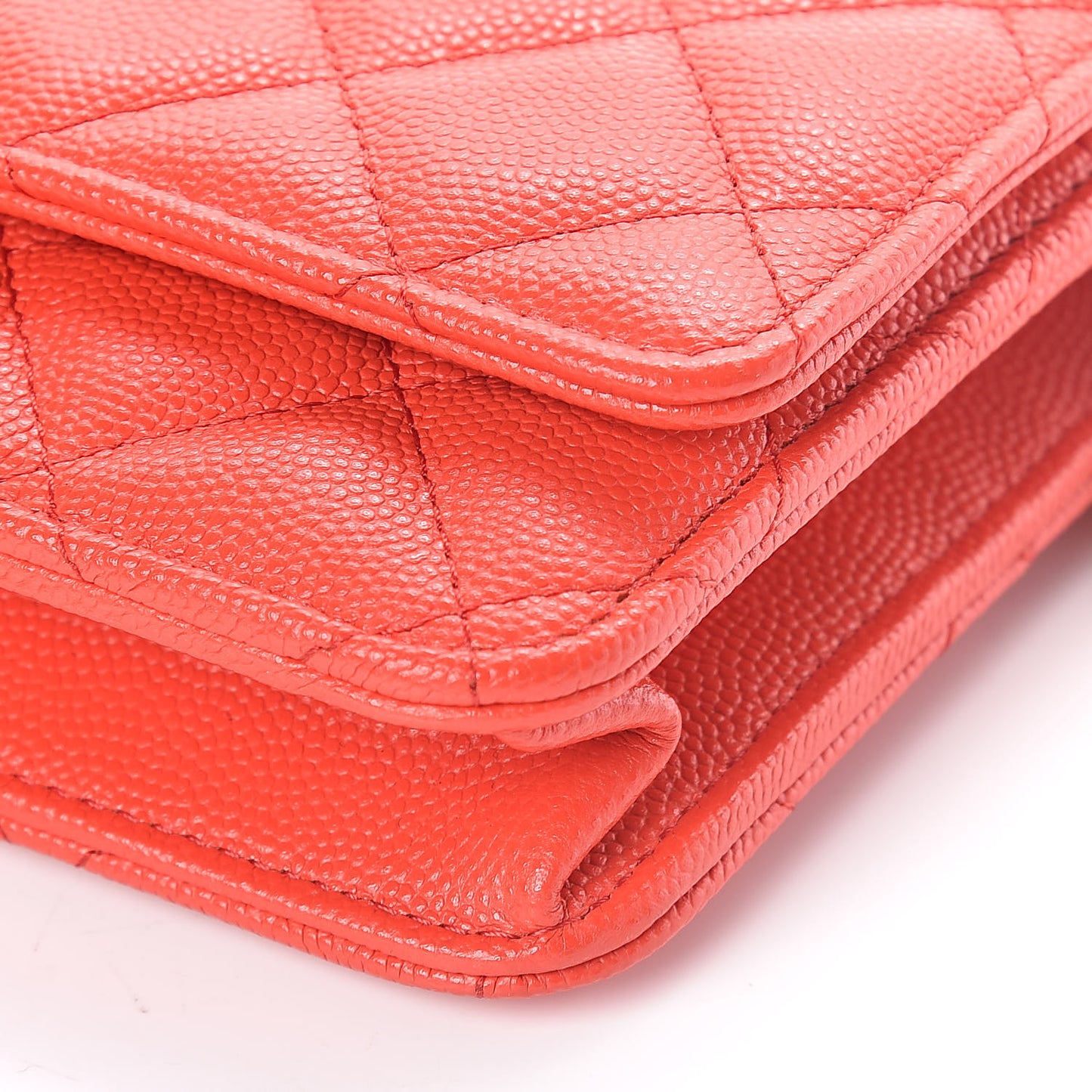 Caviar Quilted Wallet on Chain WOC Red