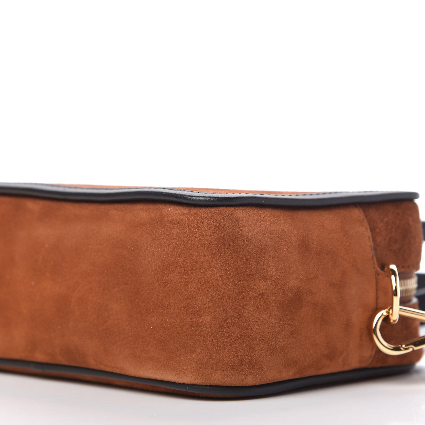 Suede Goatskin Stamp Patch Mini Camera Case Cuoio Black