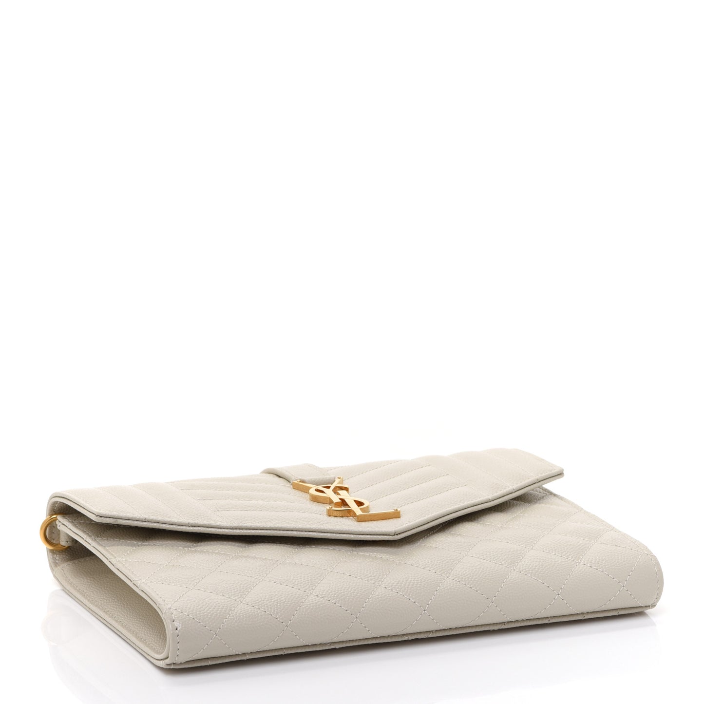 Grain De Poudre Textured Mixed Matelasse Triquilt Monogram Clutch Blanc Vintage