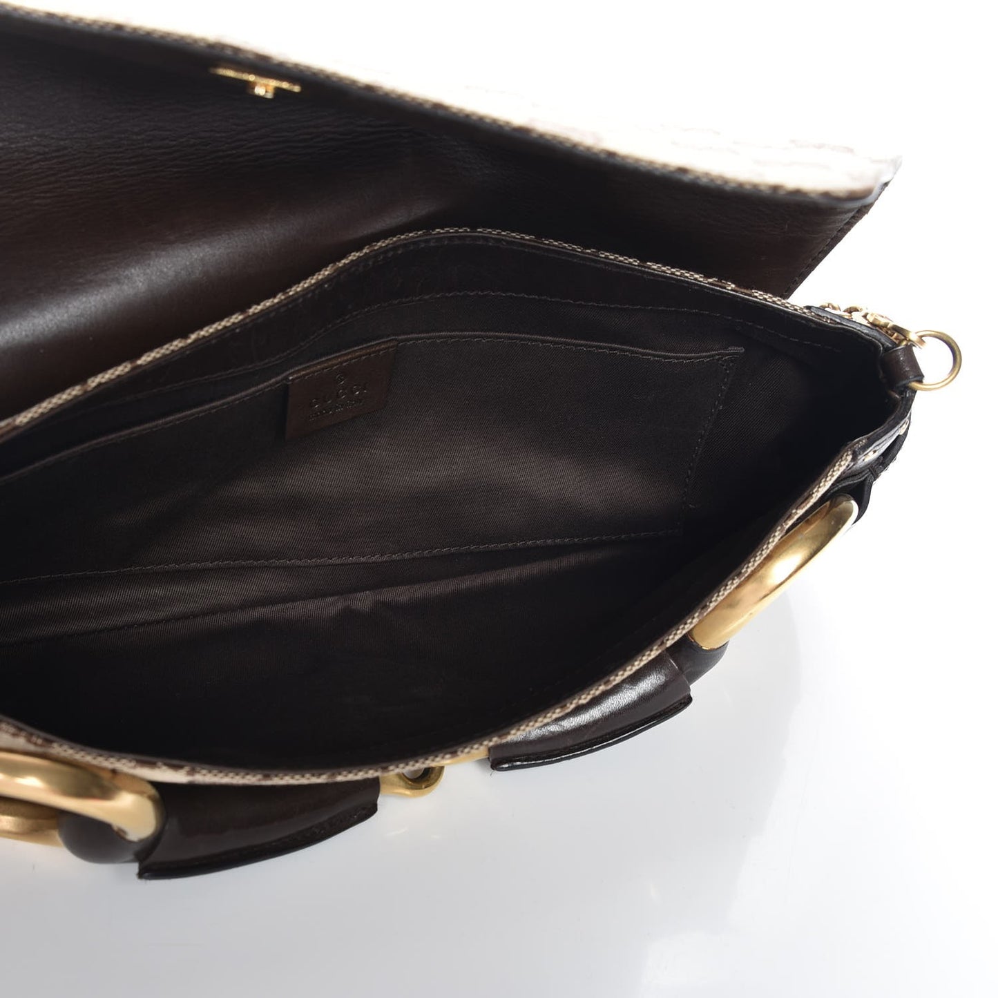 Monogram Studded Large Horsebit Clutch Dark Brown