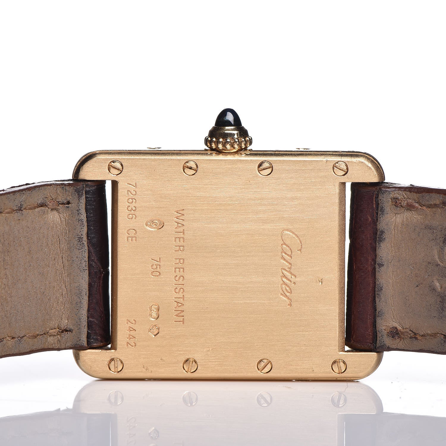 Cartier 18K Yellow Gold Alligator 22mm Tank Louis Quartz Watch Brown 9 of 9