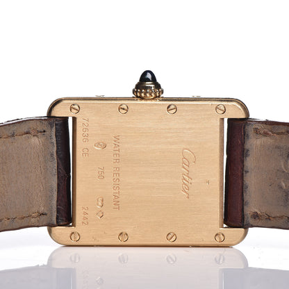 Cartier 18K Yellow Gold Alligator 22mm Tank Louis Quartz Watch Brown 9 of 9