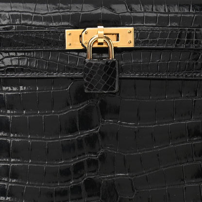 Hermes Shiny Porosus Crocodile Kelly Sellier 25 Black 11 of 18