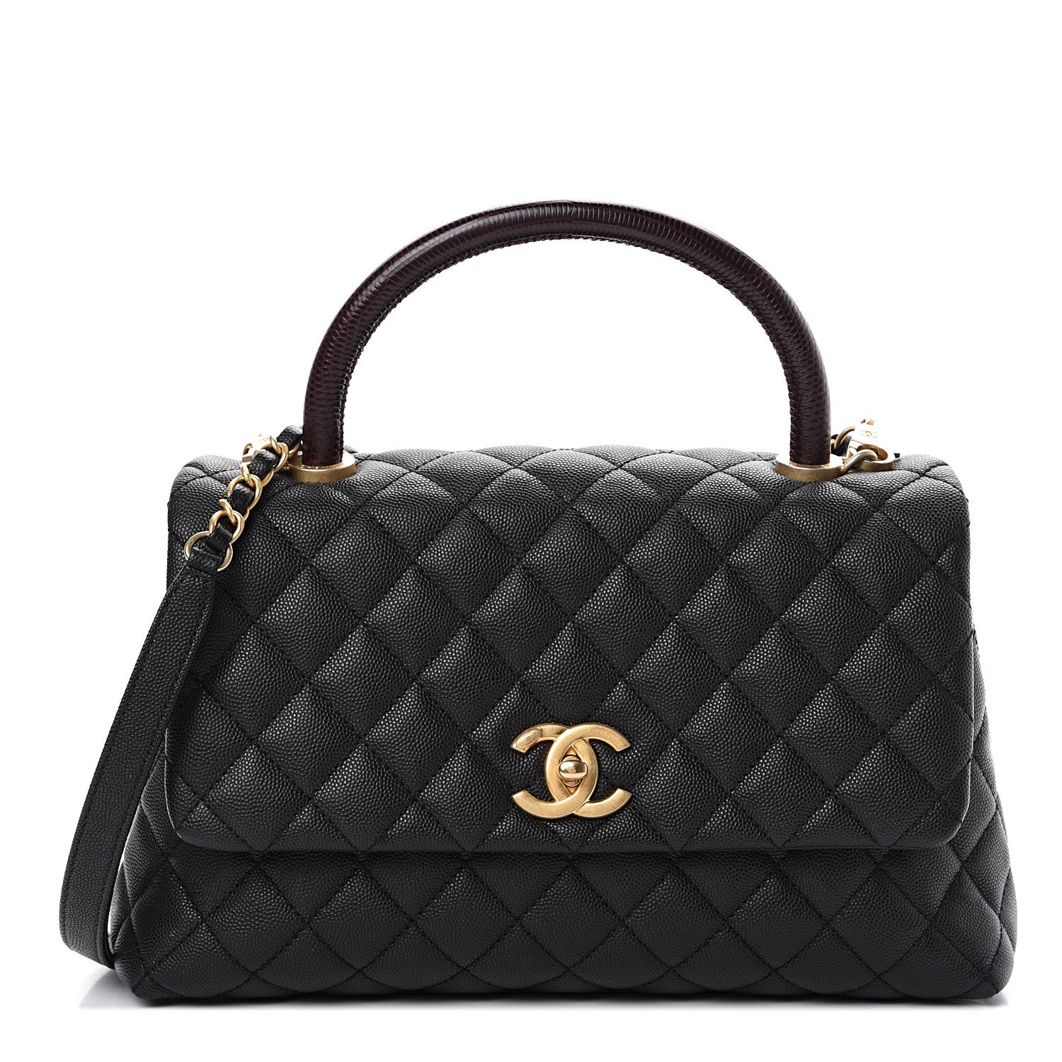 Chanel Caviar Lizard Embossed Quilted Small Coco Handle Flap Black 1 of 11