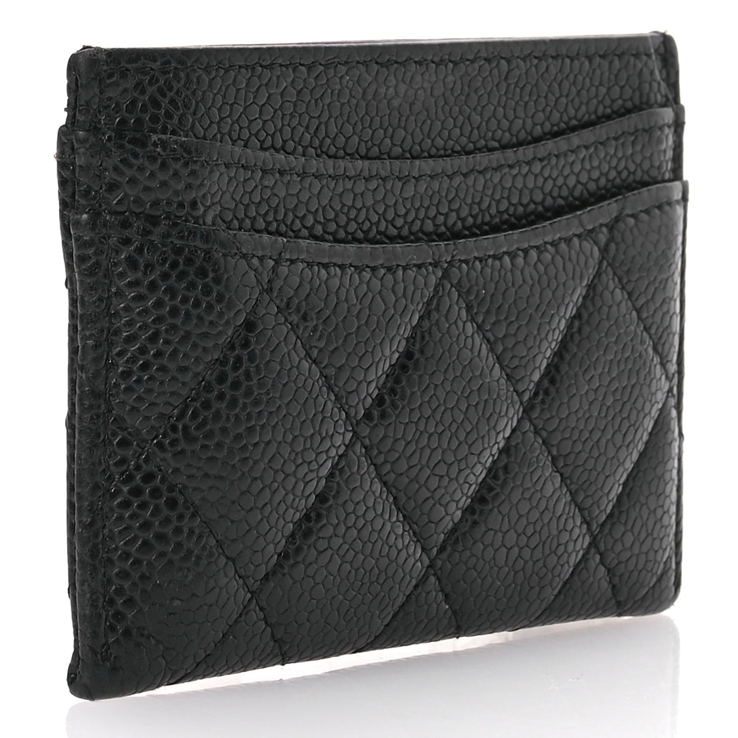 Caviar Quilted Card Holder Black