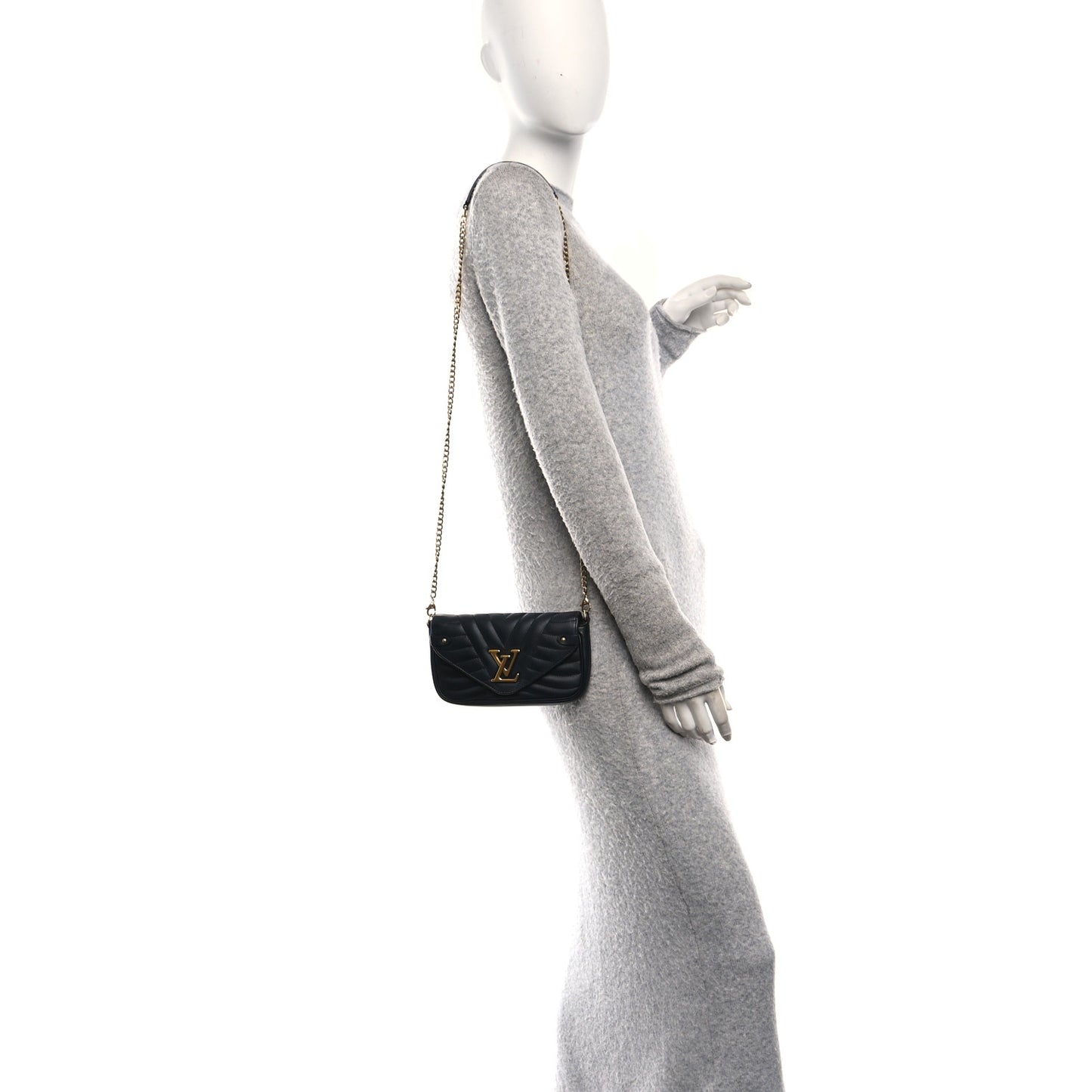 Calfskin New Wave Chain Pochette Black