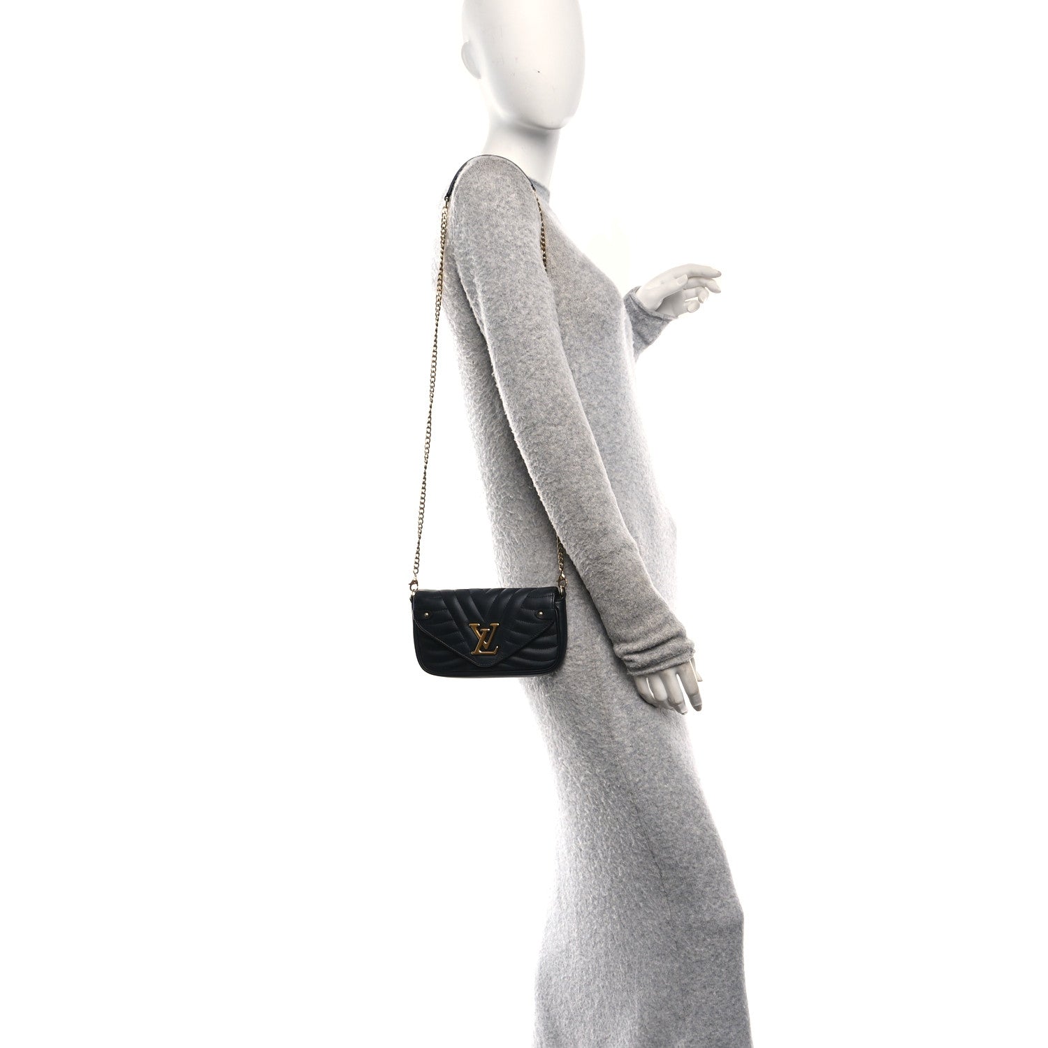 Louis Vuitton Calfskin New Wave Chain Pochette Black 2 of 11