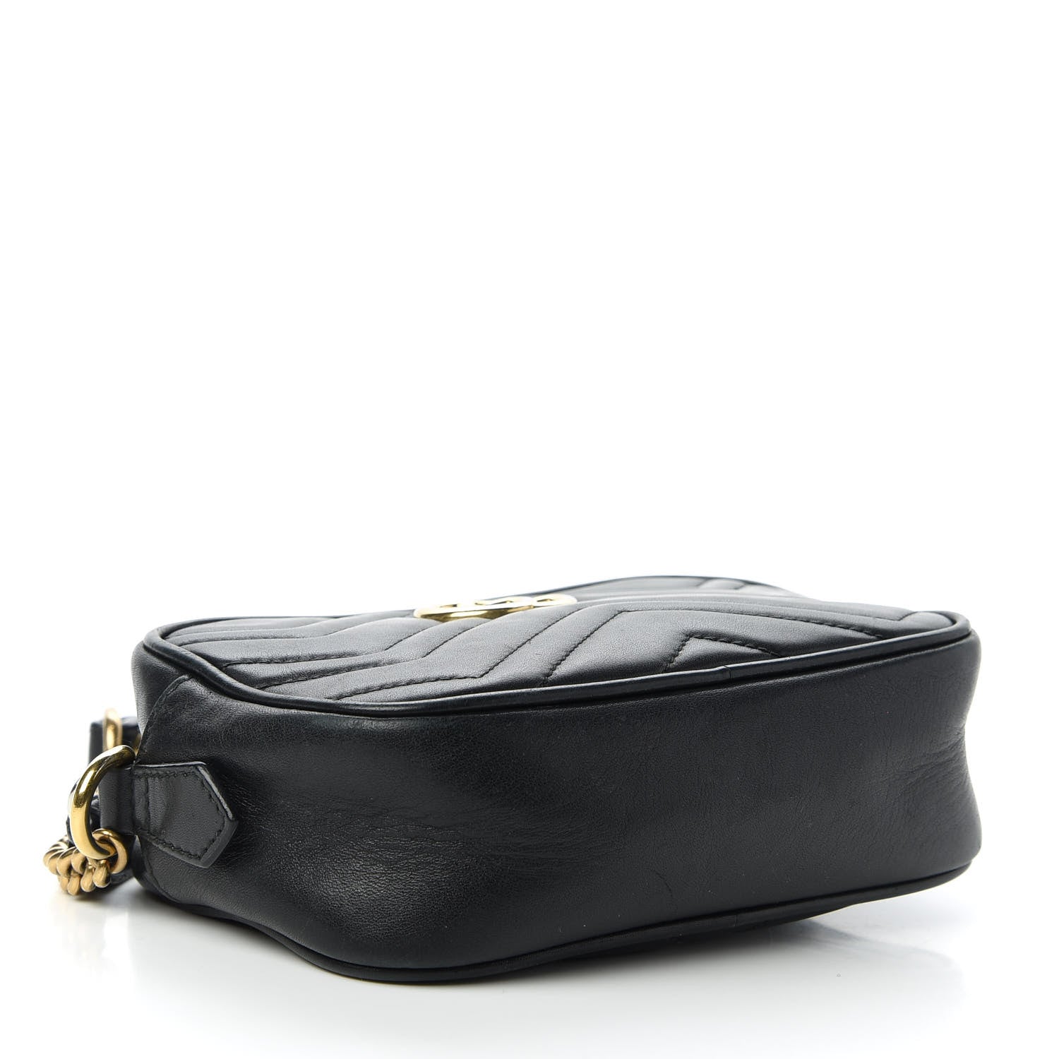 Gucci Calfskin Matelasse Mini GG Marmont Chain Shoulder Bag Black 4 of 12