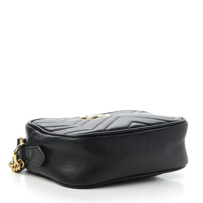 Gucci Calfskin Matelasse Mini GG Marmont Chain Shoulder Bag Black 4 of 12