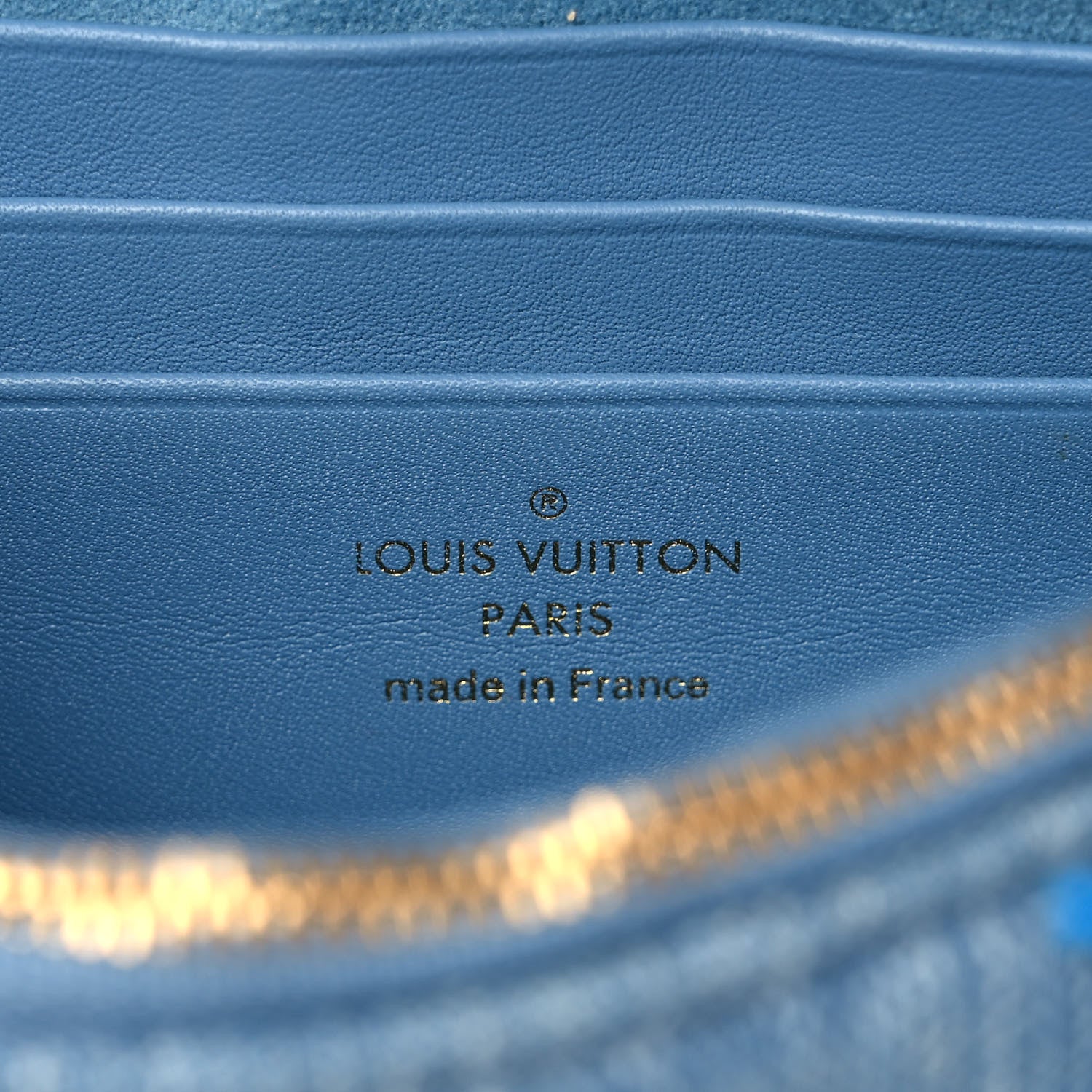 Louis Vuitton Embroidered Monogram Denim New Wave Chain Pochette Blue 6 of 9