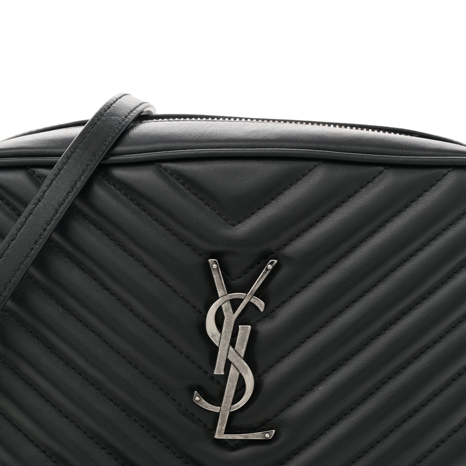 Saint Laurent Calfskin Matelasse Monogram Lou Camera Bag Black 8 of 12
