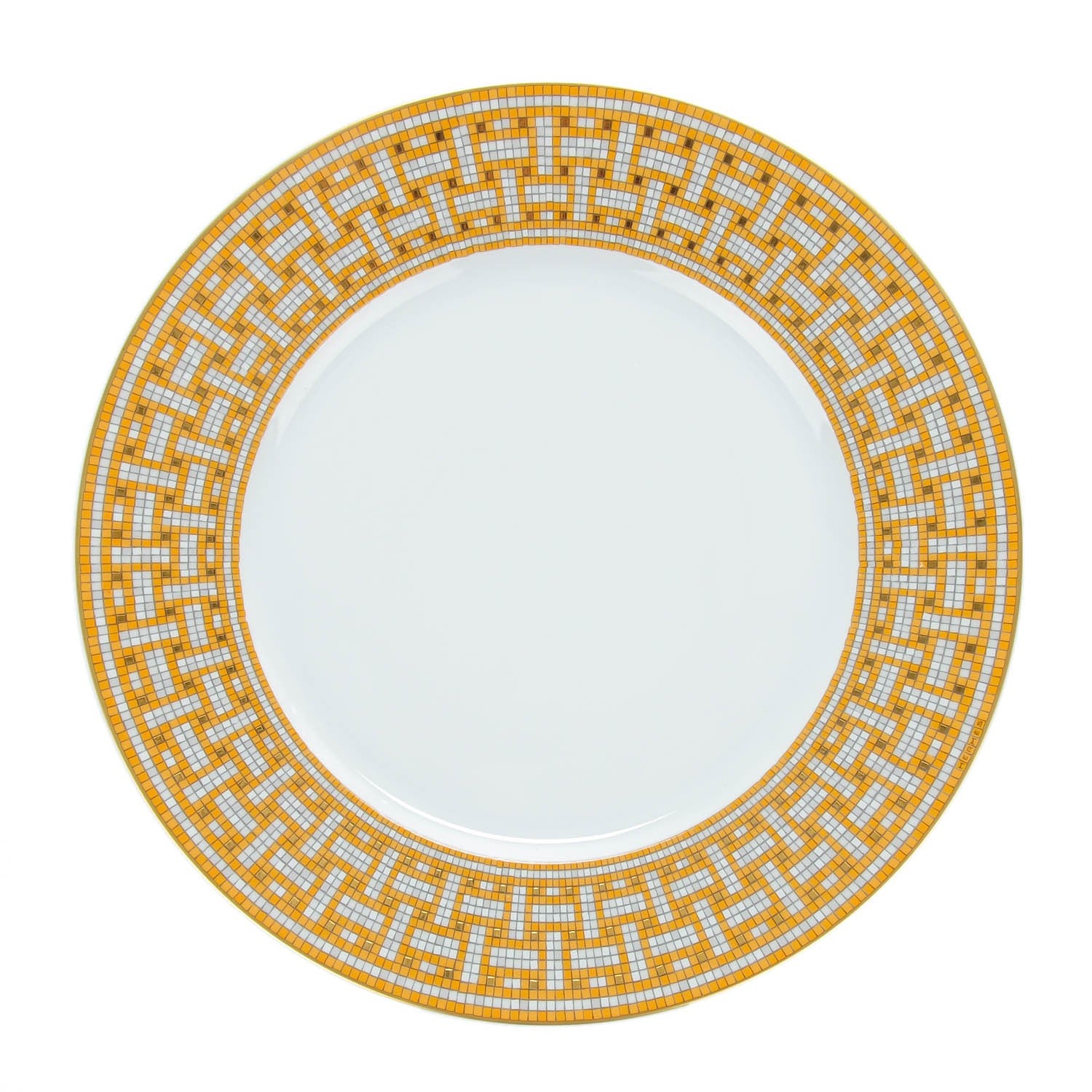 Hermes Porcelain Mosaique Au 24 Gold Dinner Plate Set of 2 1 of 9