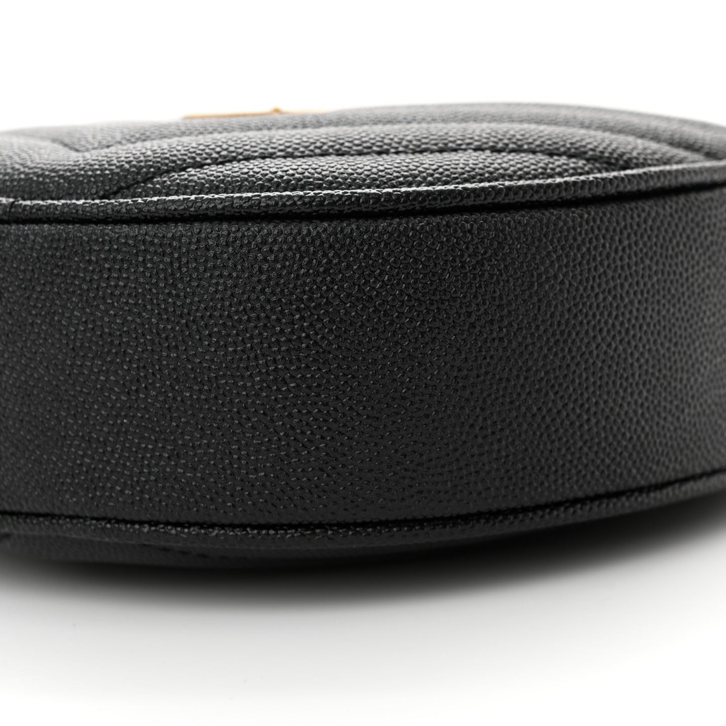 Grain De Poudre Matelasse Chevron Quilted Round Vinyle Camera Bag Black