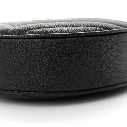 Saint Laurent Grain De Poudre Matelasse Chevron Quilted Round Vinyle Camera Bag Black 10 of 11