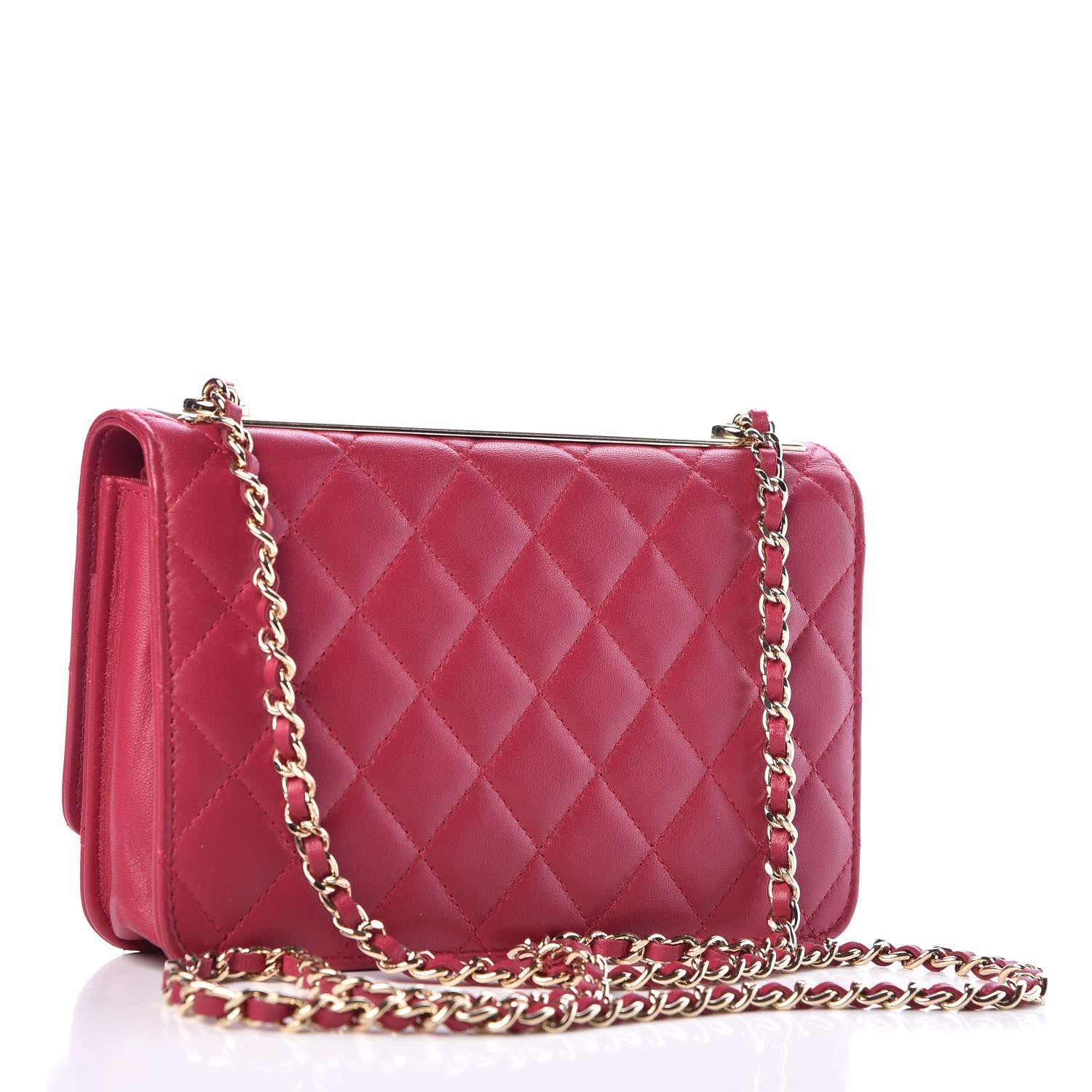Chanel Lambskin Quilted Trendy CC Wallet On Chain WOC Dark Pink 3 of 11