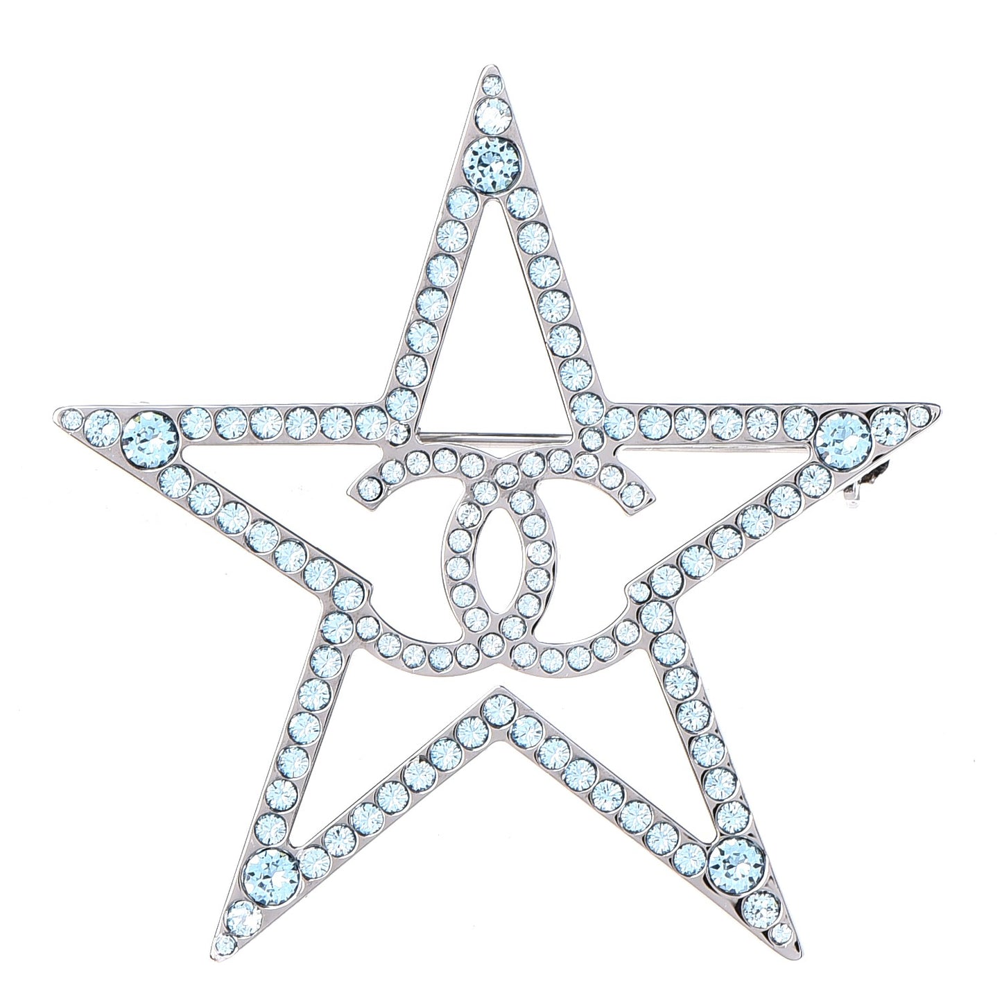 Ruthenium Crystal Star CC Brooch Blue