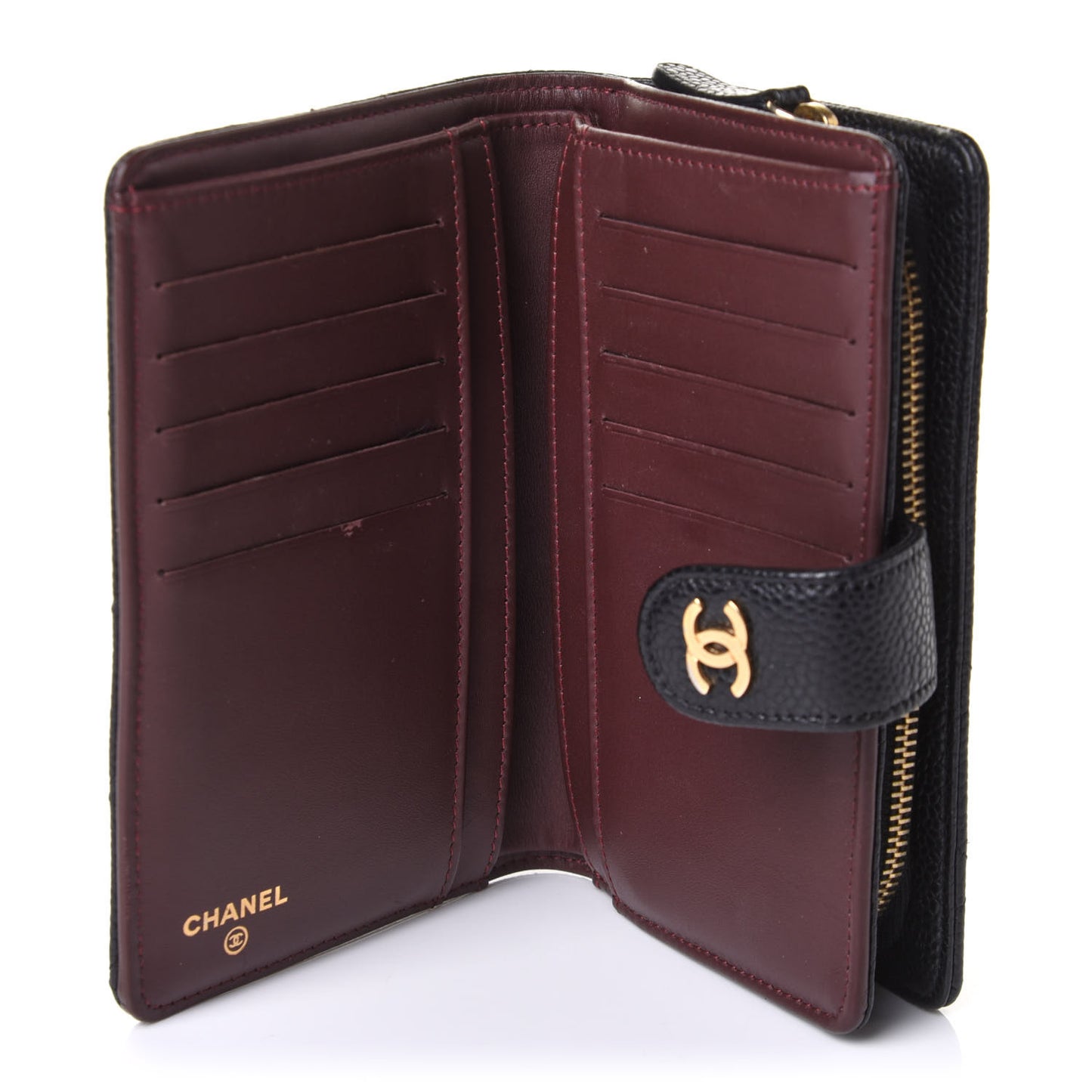 Caviar Quilted Zipped Pocket Wallet Black