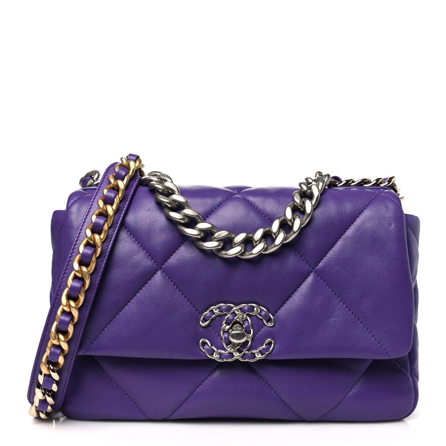 Lambskin Quilted Medium Chanel 19 Flap Purple