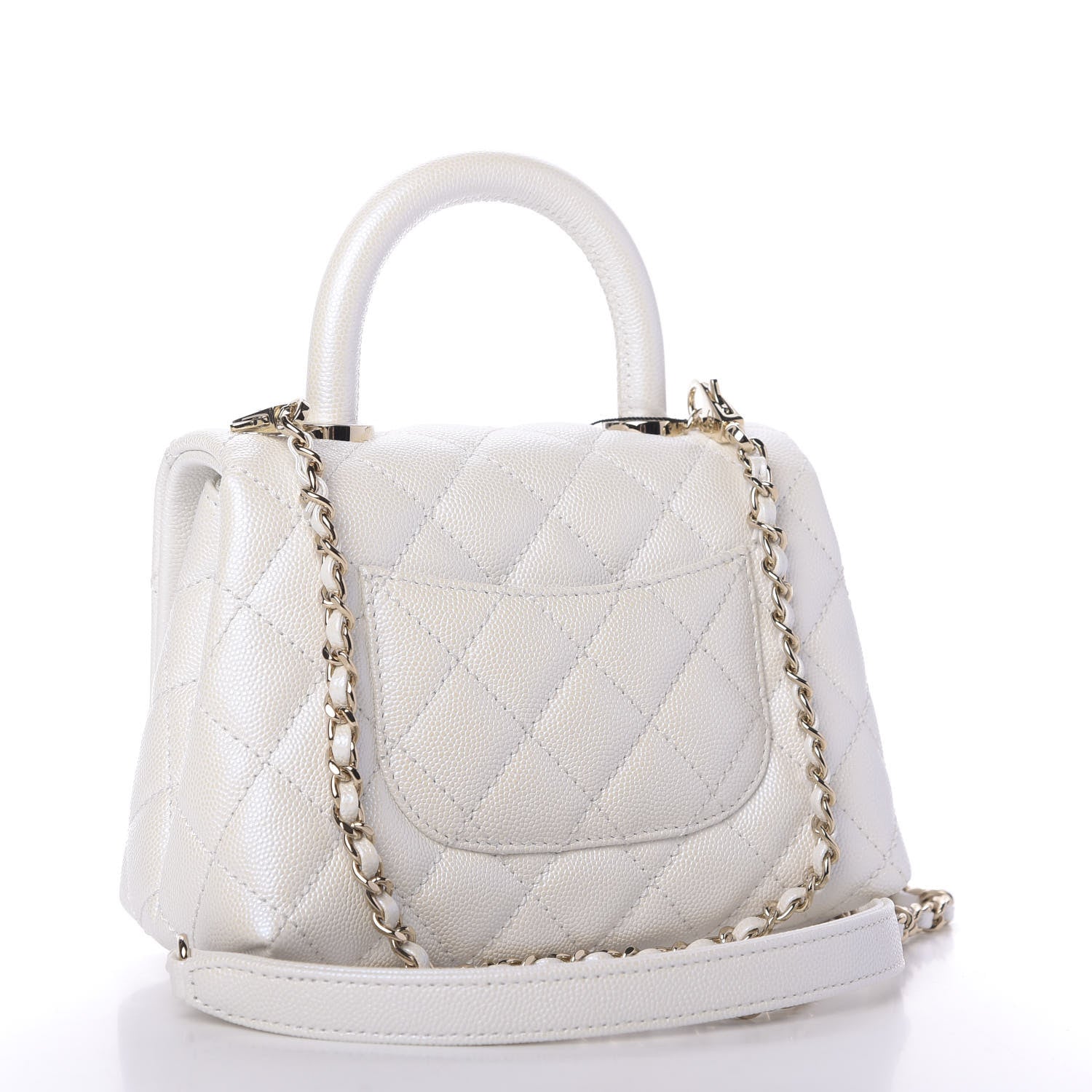 Chanel Iridescent Caviar Quilted Extra Mini Coco Handle Flap Ivory 3 of 10