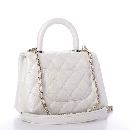 Chanel Iridescent Caviar Quilted Extra Mini Coco Handle Flap Ivory 3 of 10