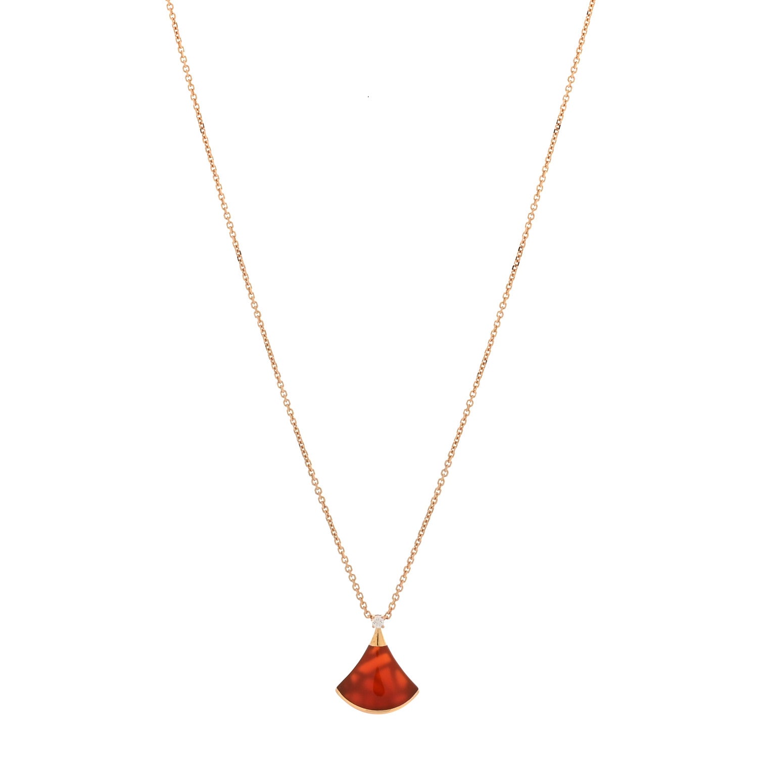 Bulgari 18K Rose Gold Diamond Carnelian Divas' Dream Pendant Necklace 1 of 6