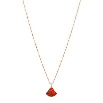 Bulgari 18K Rose Gold Diamond Carnelian Divas' Dream Pendant Necklace 1 of 6
