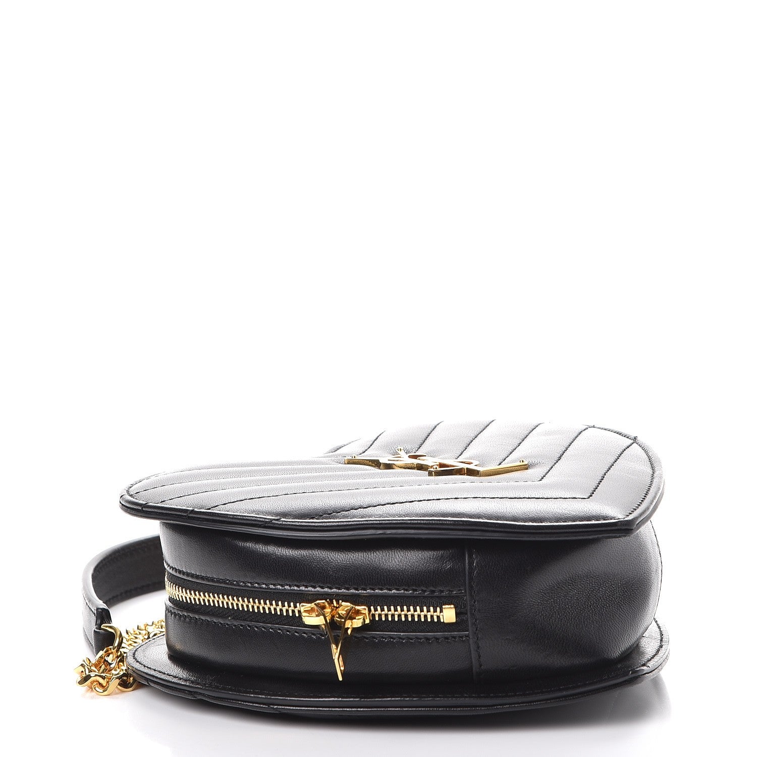 Saint Laurent Lambskin Matelasse Chevron Monogram Small Love Heart Chain Bag Black 5 of 8
