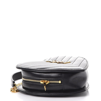 Saint Laurent Lambskin Matelasse Chevron Monogram Small Love Heart Chain Bag Black 5 of 8