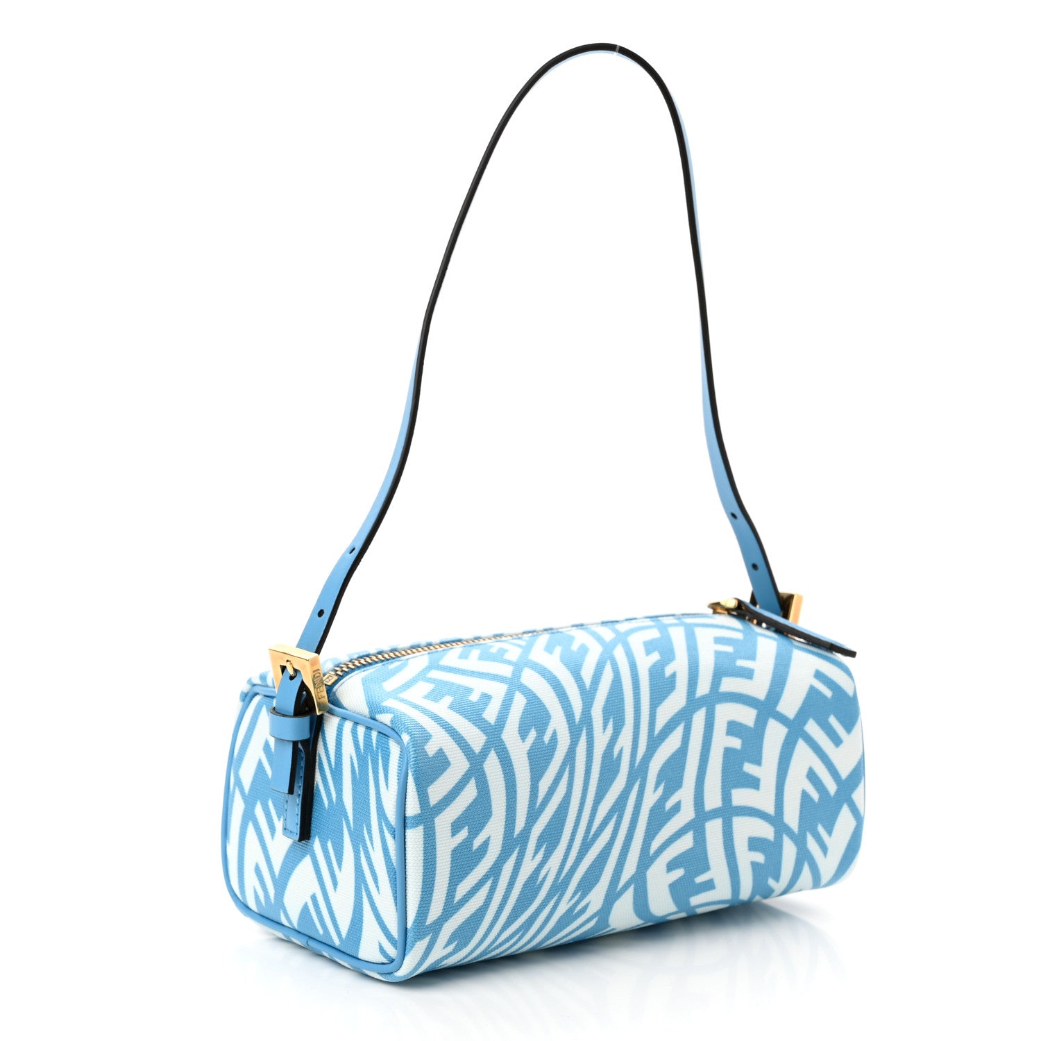 Fendi X SARAH COLEMAN Glazed Canvas Vitello King FF Vertigo Mini Shoulder Bag Cyber Blue White 3 of 10