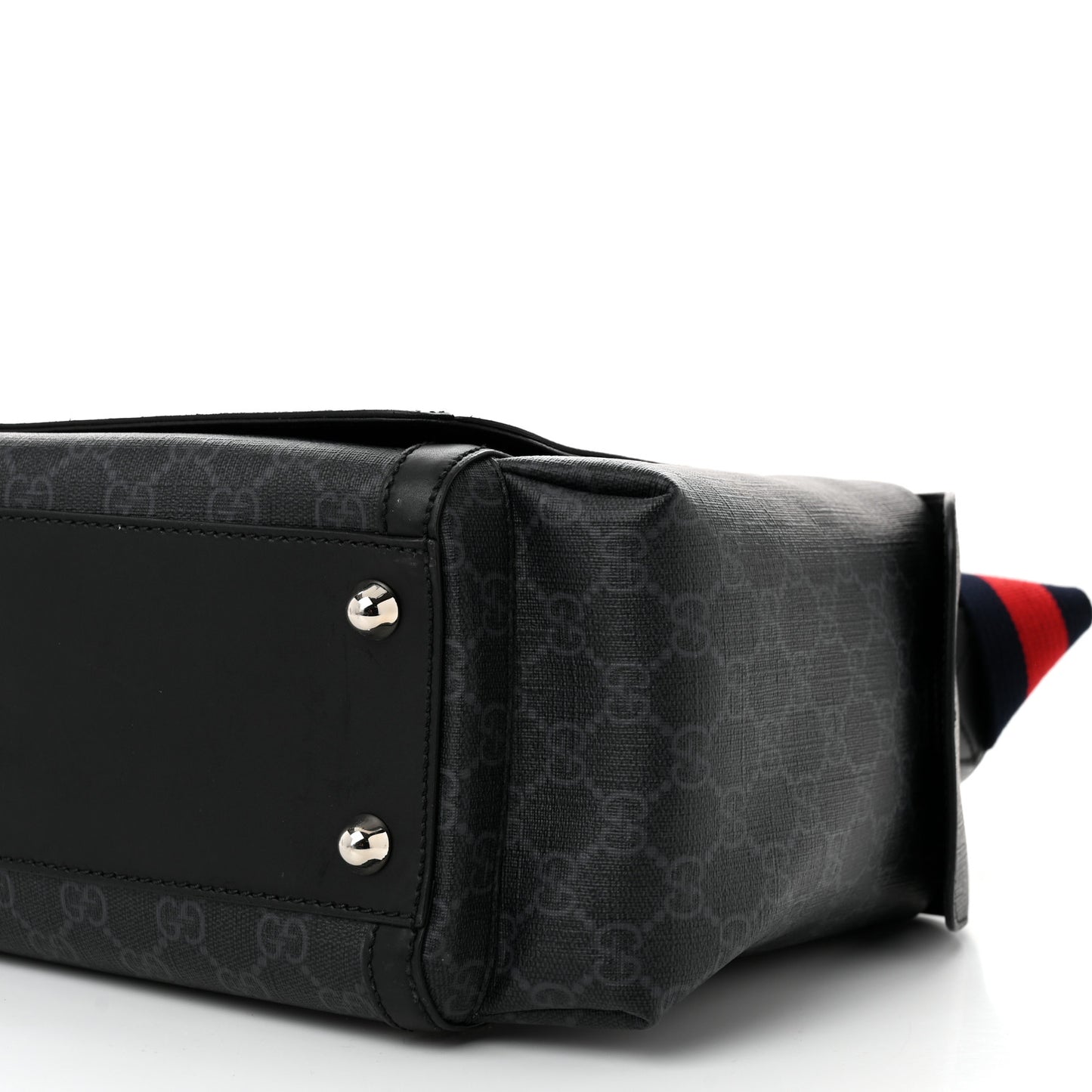 GG Supreme Monogram Web Messenger Diaper Bag Black Grey