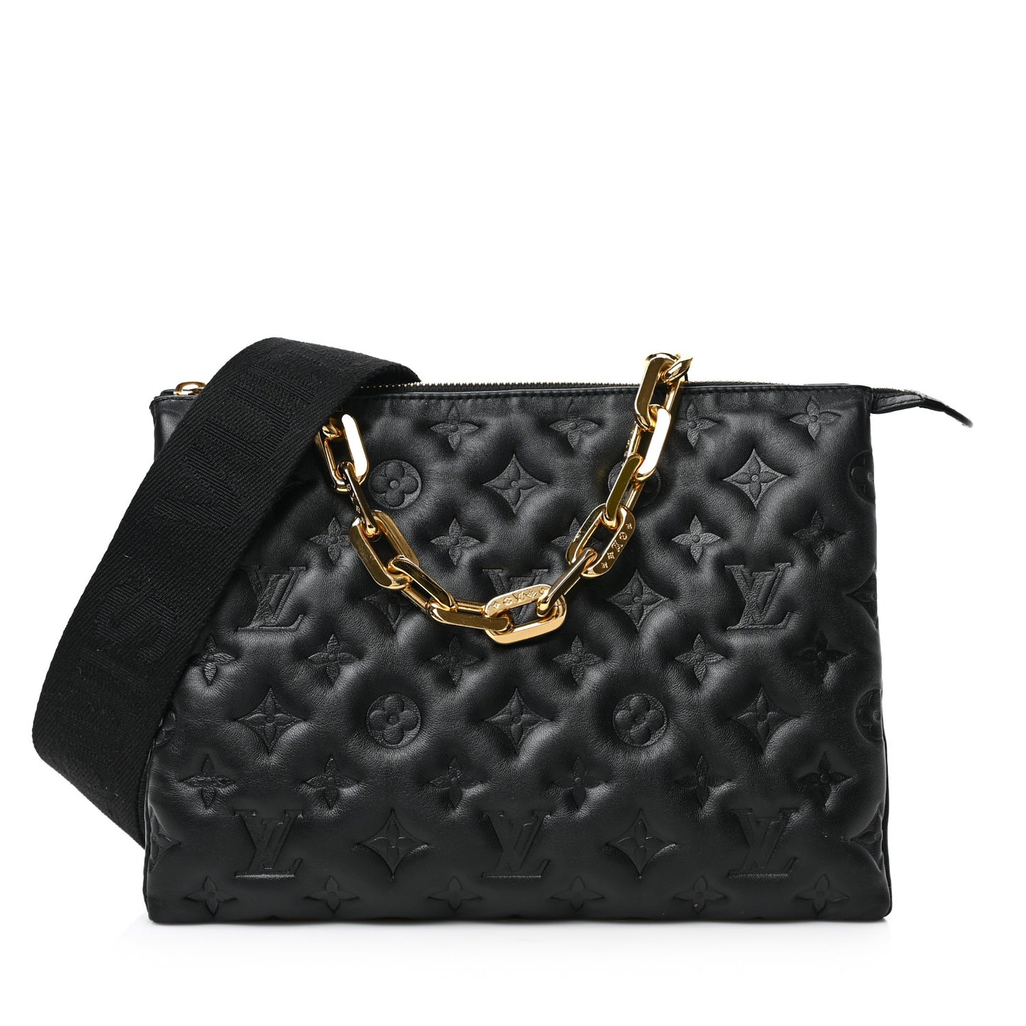 Lambskin Embossed Monogram Coussin PM Black