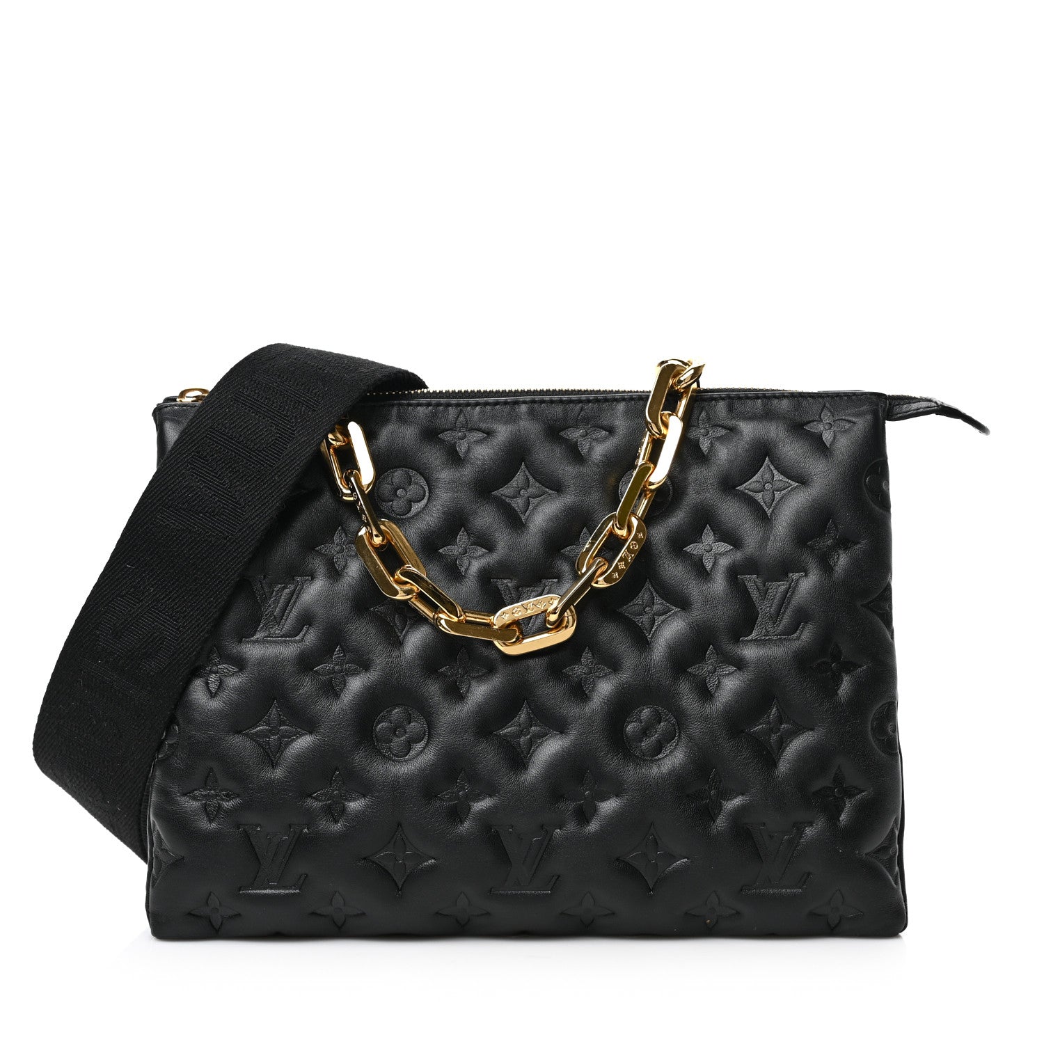 Louis Vuitton Lambskin Embossed Monogram Coussin PM Black 1 of 9