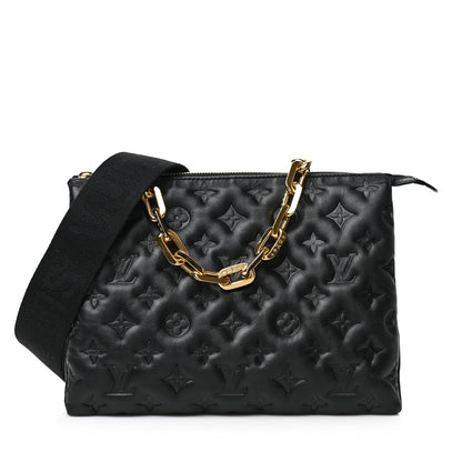 Louis Vuitton Lambskin Embossed Monogram Coussin PM Black 1 of 9