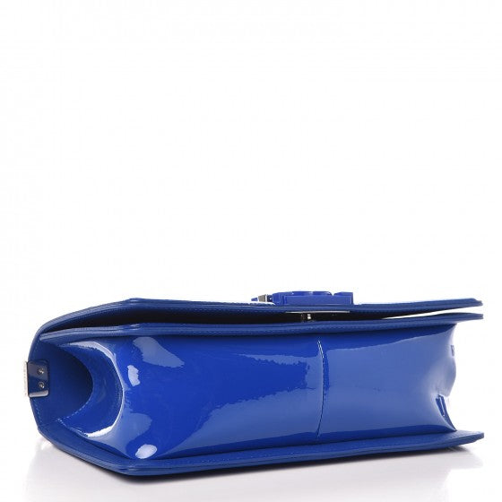 Patent Calfskin Medium Plexiglass Boy Flap Blue