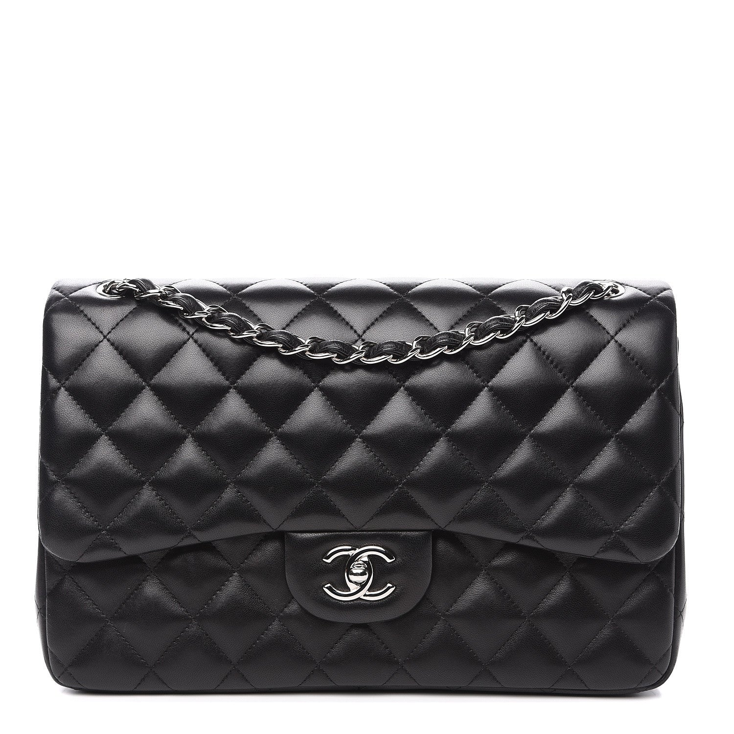 Chanel Lambskin Quilted Jumbo Double Flap Black 1 of 15