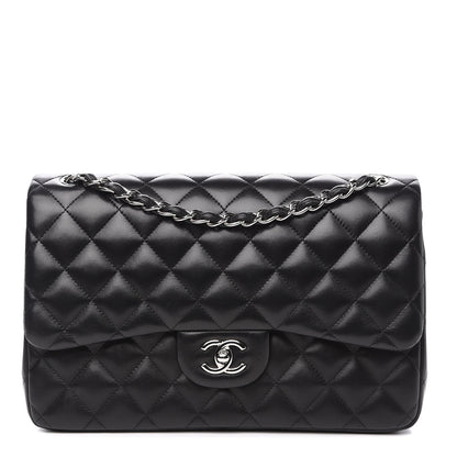 Chanel Lambskin Quilted Jumbo Double Flap Black 1 of 15