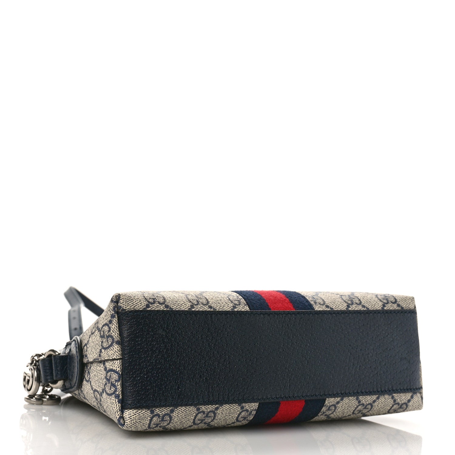 Gucci GG Supreme Monogram Textured Dollar Calfskin Web Small Ophidia Dome Shoulder Bag Beige Blue 4 of 8
