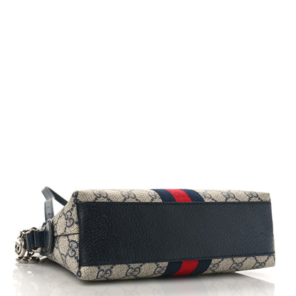 Gucci GG Supreme Monogram Textured Dollar Calfskin Web Small Ophidia Dome Shoulder Bag Beige Blue 4 of 8