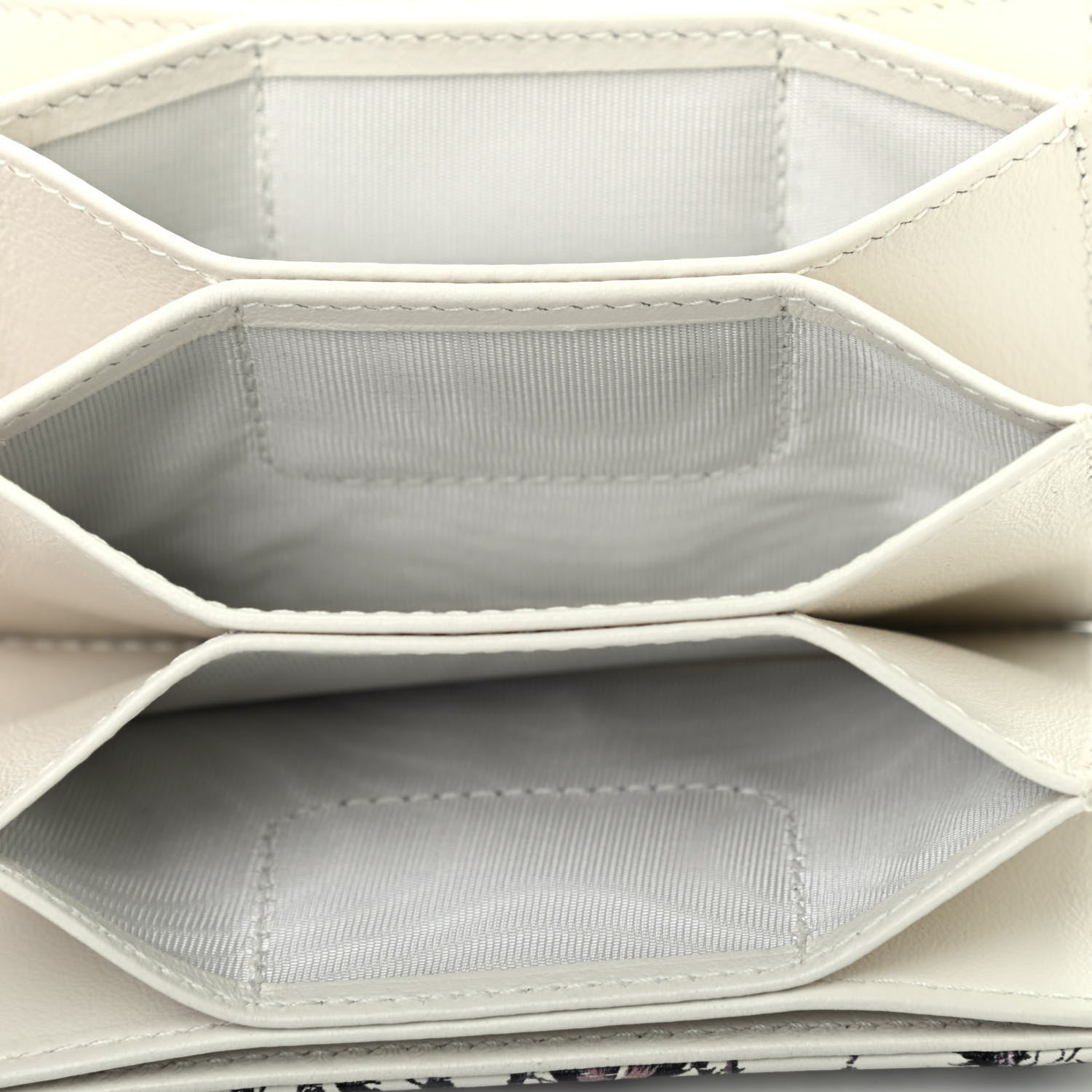 Christian Dior Calfskin Floral Print Lady Dior Gusseted Card Holder Latte Multicolor 4 of 4