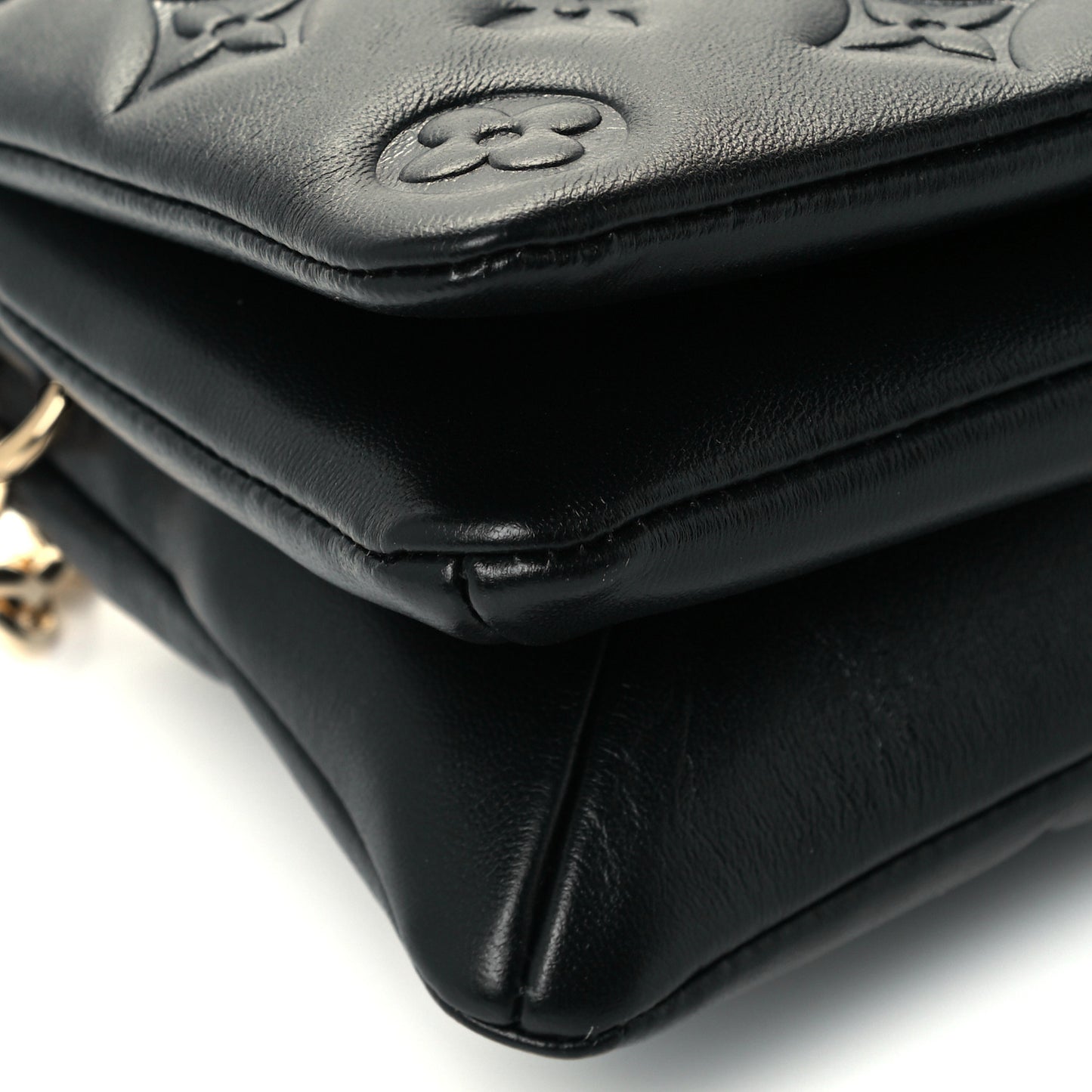 Lambskin Embossed Monogram Pochette Coussin Black