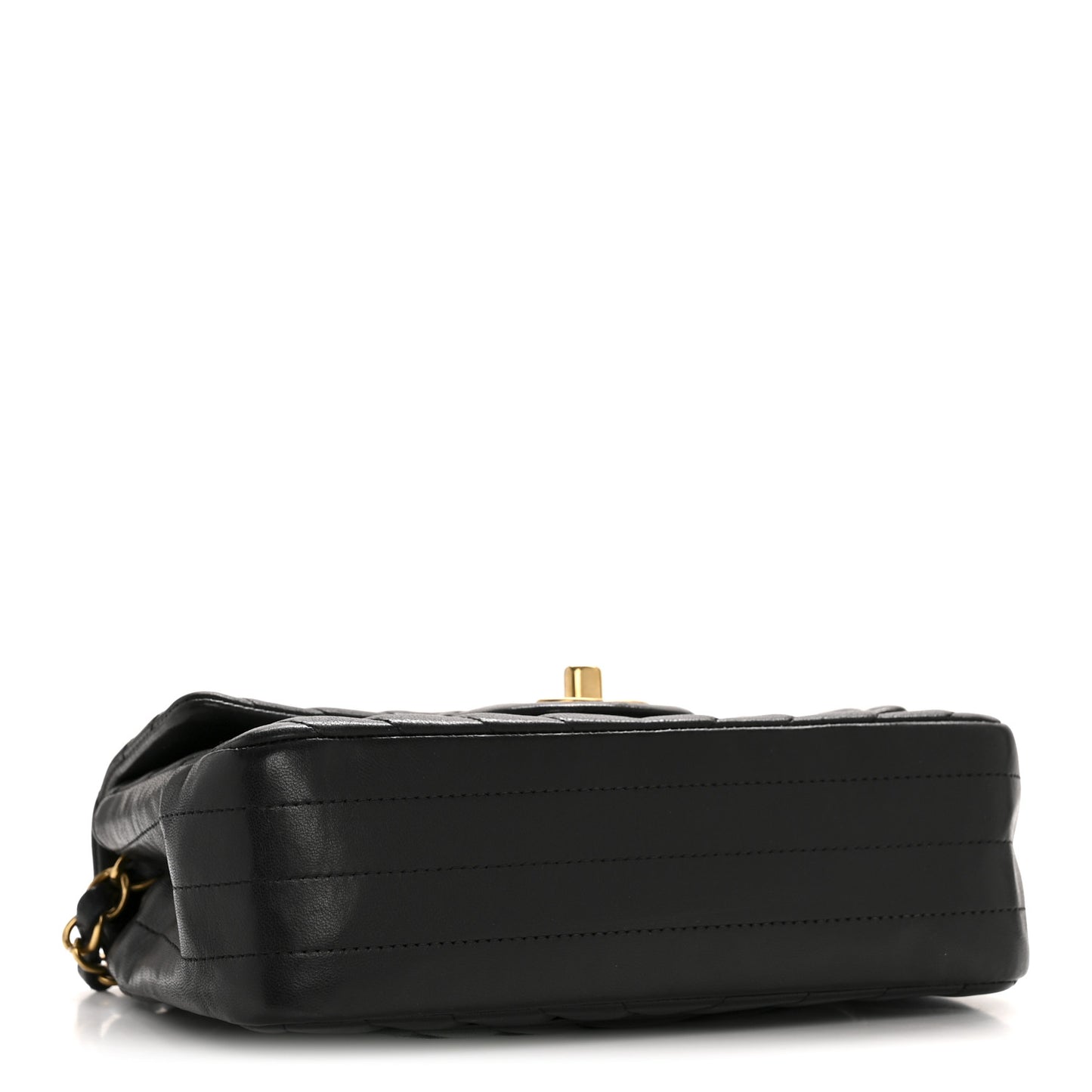 Lambskin Chevron Quilted Mini Rectangular Flap Black