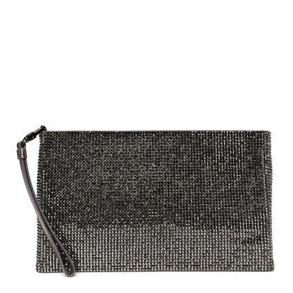 Judith Leiber Satin Allover Crystal Wristlet Pouch Hematite 1 of 8
