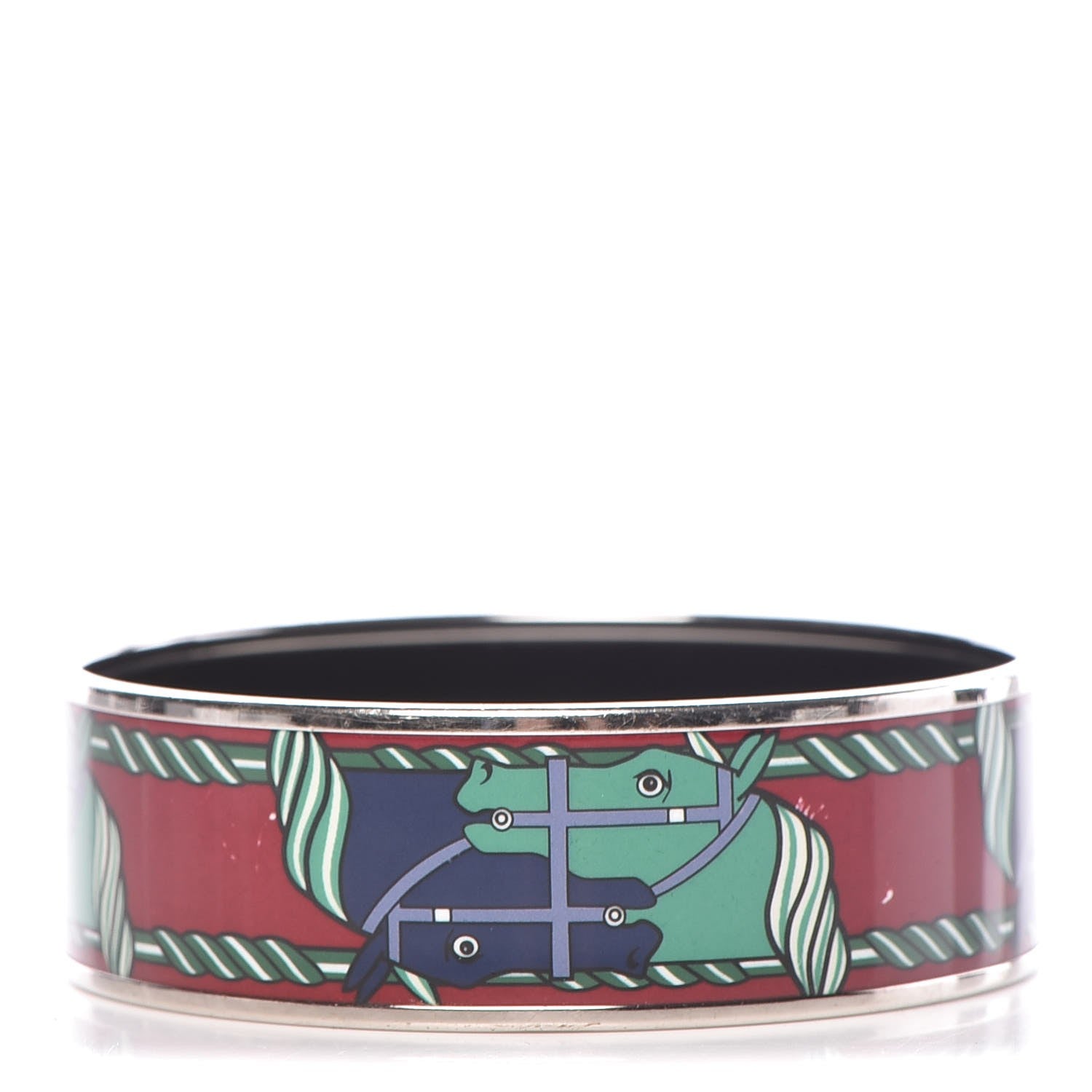 Hermes Enamel Printed Wide Quadrige Bracelet 75 1 of 5